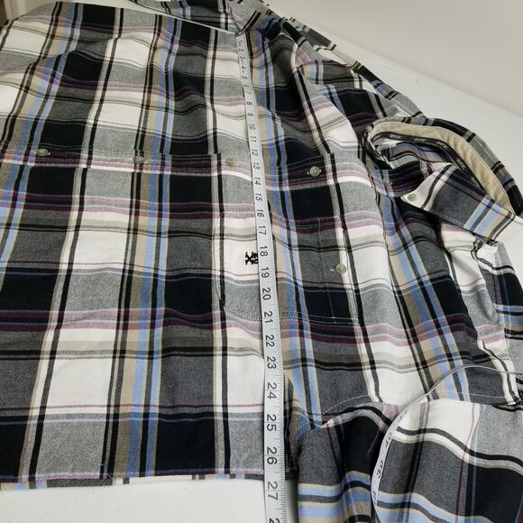 Wrangler 20X Black Blue White Plaid Top of Line   Shirt Excellent XXL - Picture 5 of 6